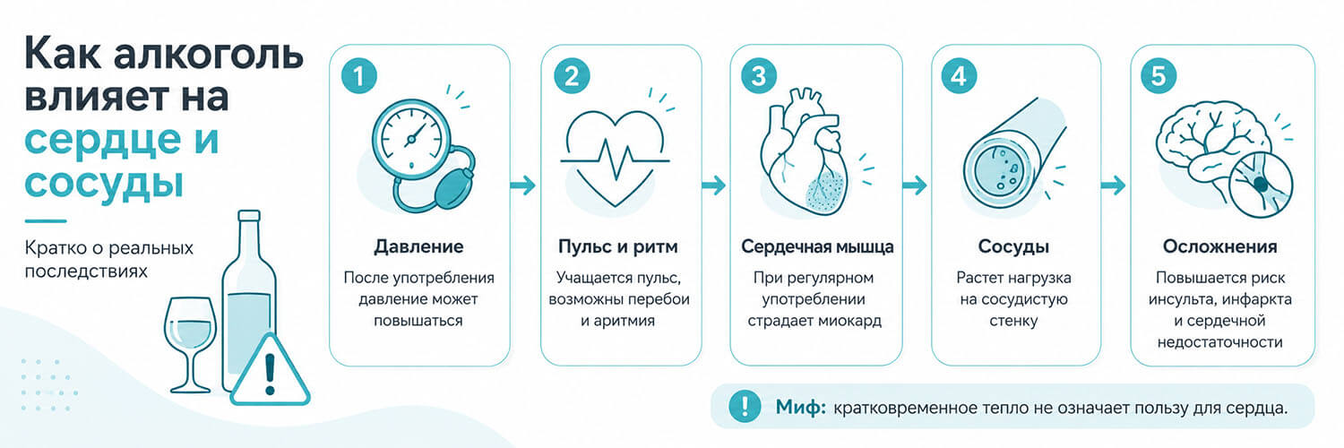 Инфографика о последствиях алкоголя для сердца и сосудов